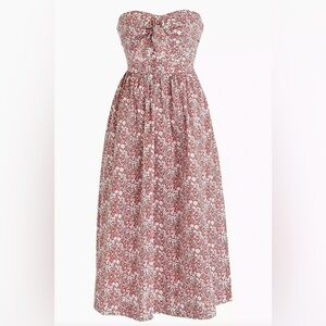 J. CREW Liberty Tie Front Strapless Dress In Cherry Multi